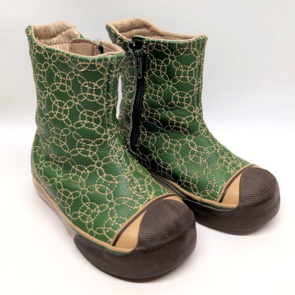 Morgan & Milo Green Leather Boots Girls Size 6